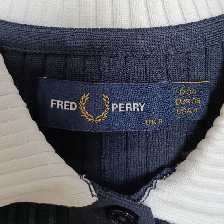 フレッドペリー ニットプリーツシャツ 長袖 ネイビー 完売品 FredPerry