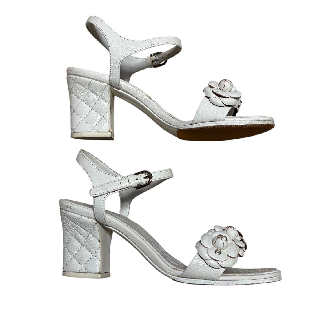 CHANEL シャネル カメリア マトラッセ ヒールサンダル 36 1/2
