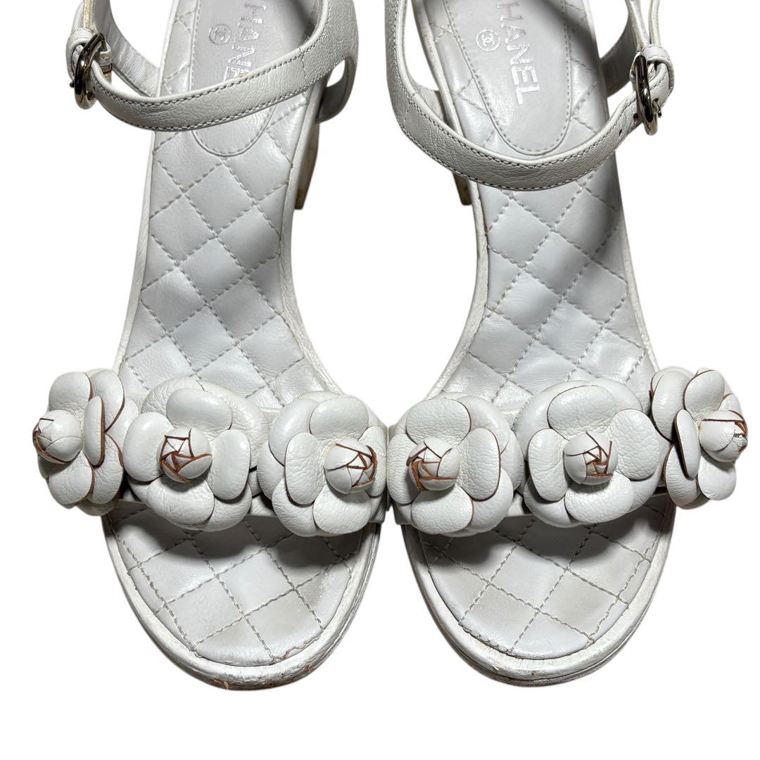CHANEL シャネル カメリア マトラッセ ヒールサンダル 36 1/2