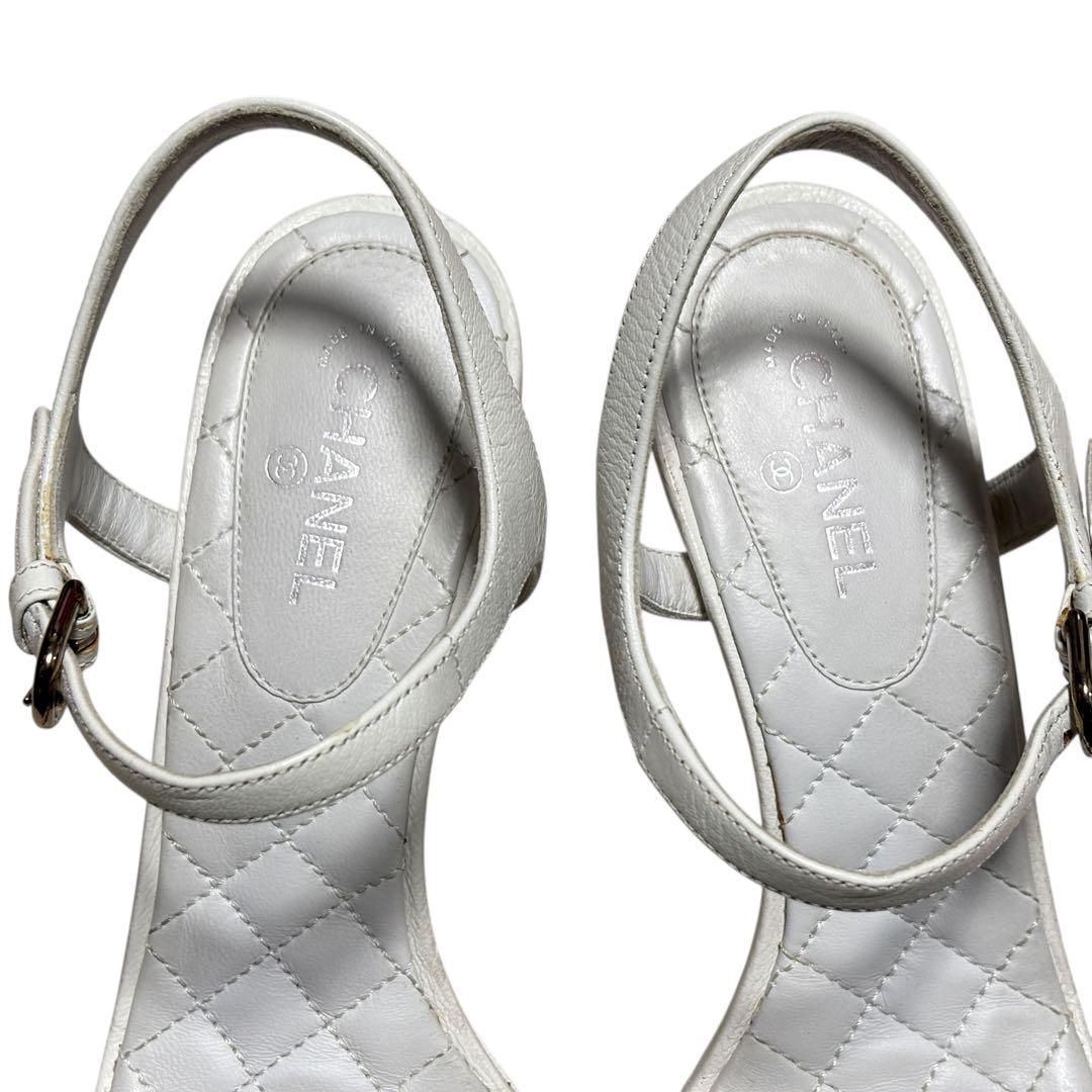 CHANEL シャネル カメリア マトラッセ ヒールサンダル 36 1/2
