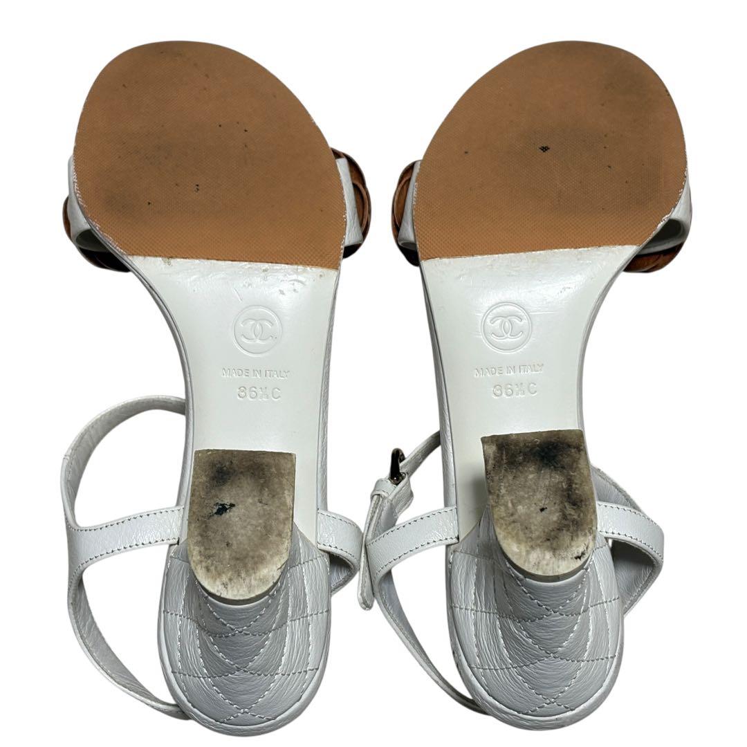 CHANEL シャネル カメリア マトラッセ ヒールサンダル 36 1/2