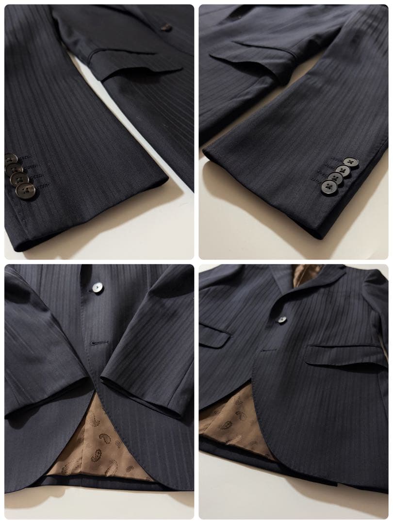 ペイズリー✨️ユニバーサルランゲージ 3ピース セットアップスーツ 裏地総柄 紺