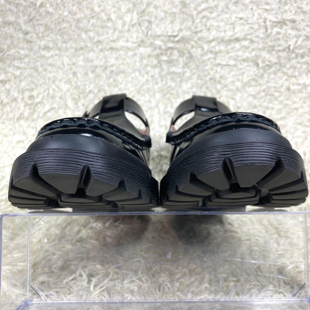 『未使用級』ランバンオンブルー Tストラップ ローファー 厚底　ブラック　24