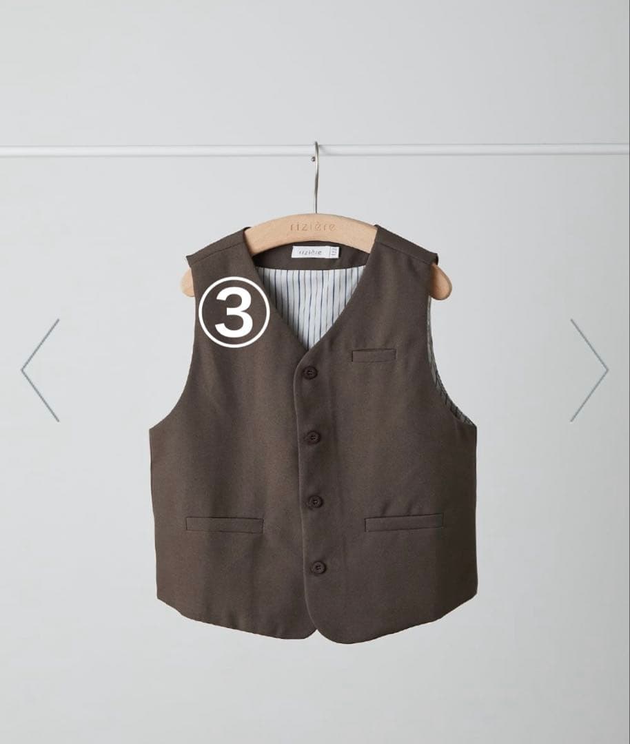 【riziere】120 シングルノーカラージャケットセットアップ　計5点セット