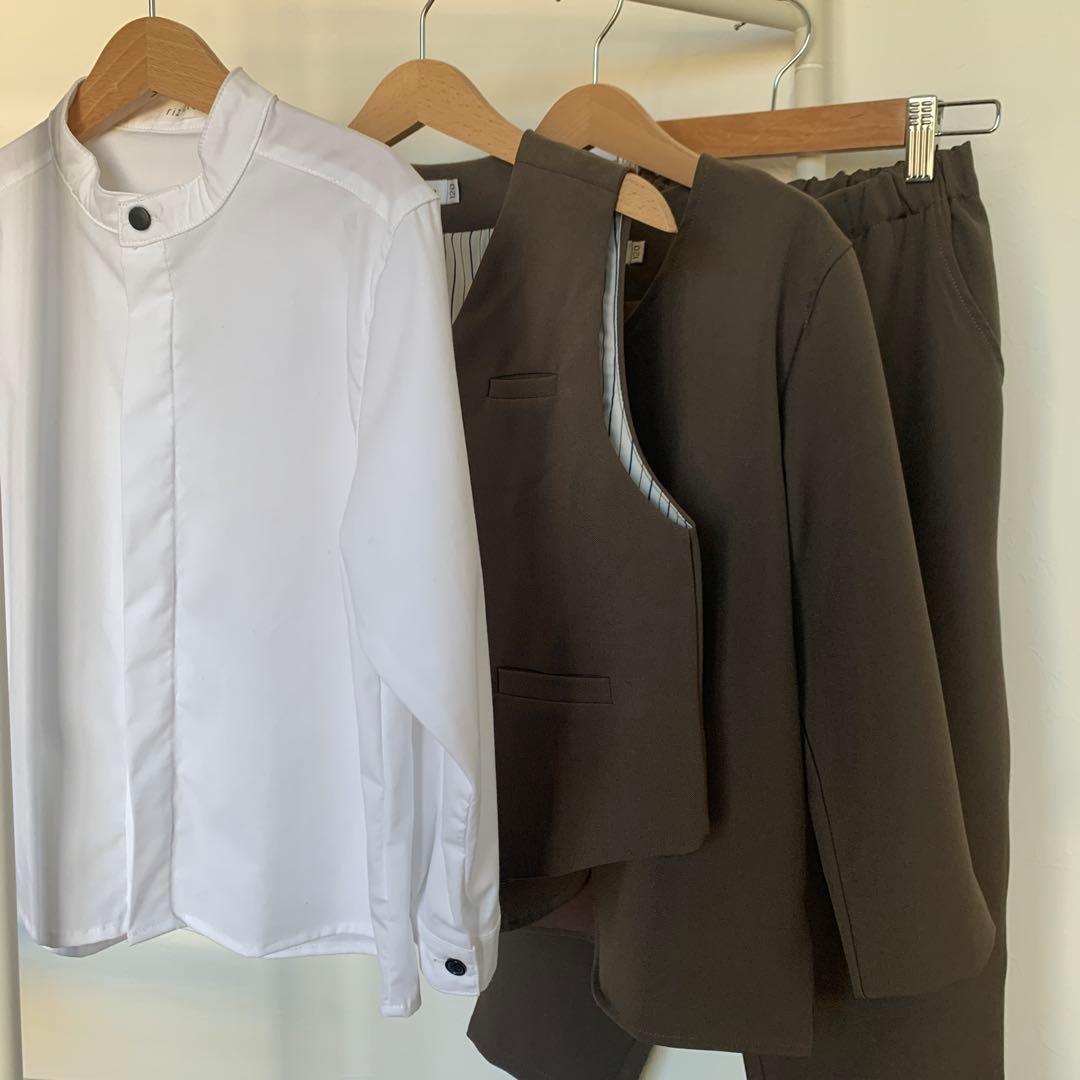 【riziere】120 シングルノーカラージャケットセットアップ　計5点セット