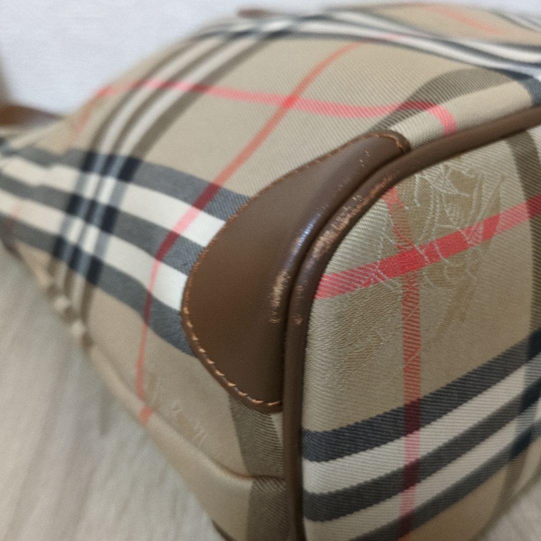 希少　月桂樹ロゴ　バーバリーキャンバスショルダーバッグノバチェックシャドーホース