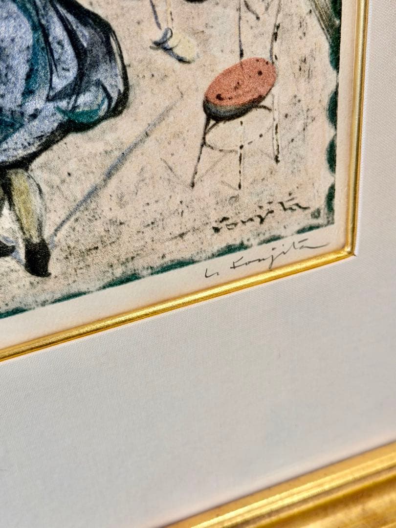 藤田嗣治（レオナール・フジタ）によるリトグラフ 「オートクチュール」「四十雀」