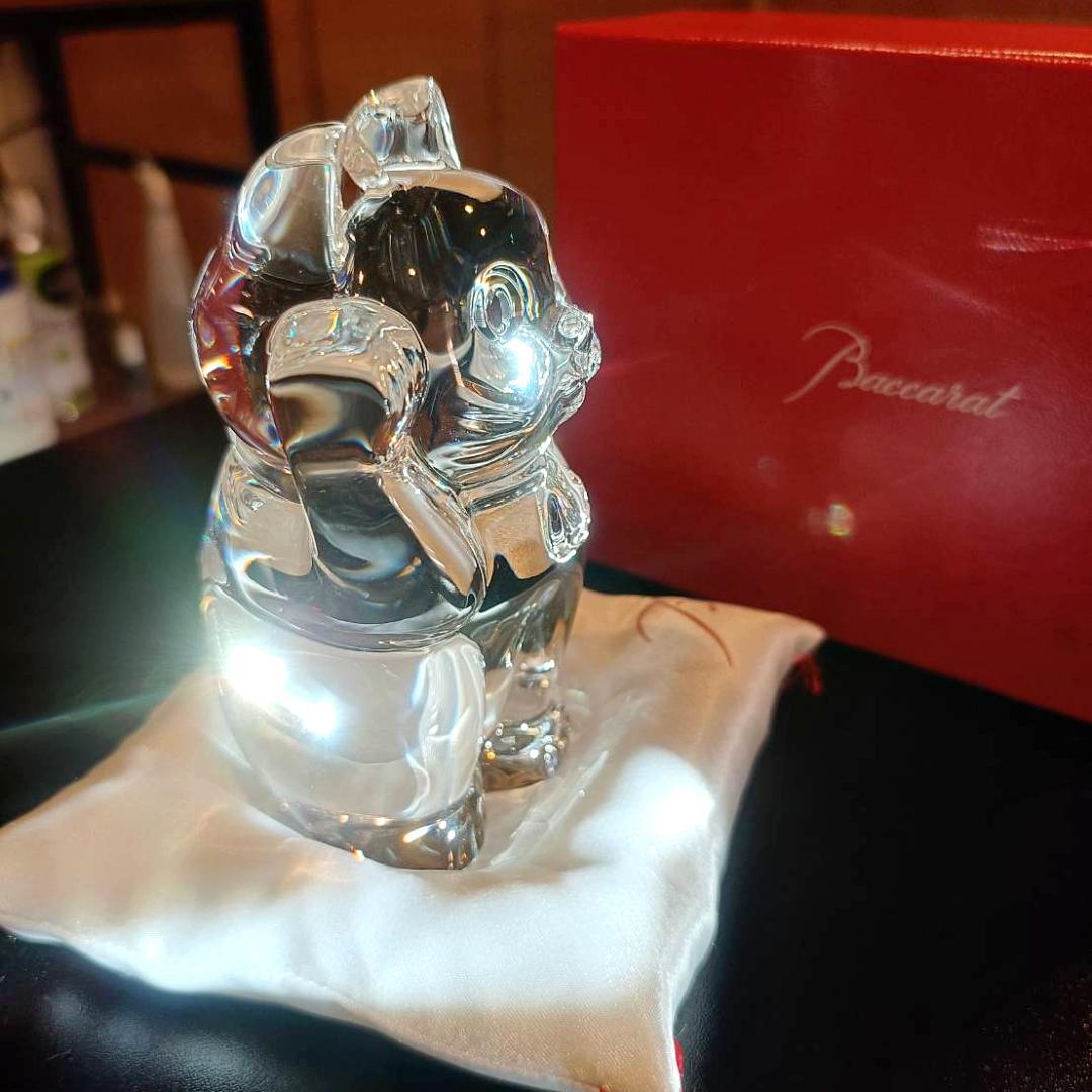 【Baccarat】クリスタルまねき猫 専用座布団付き【バカラ】