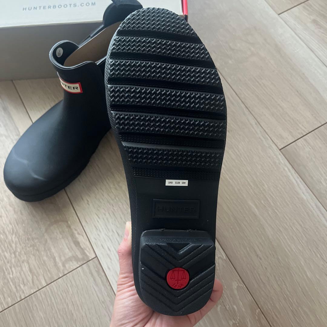 HUNTER ブラック　サイドゴアレインブーツ チェルシー25㎝