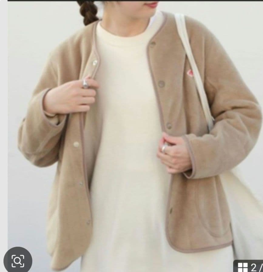 美品DANTONダントンノーカラーフリースカーディガンジャケット レディース