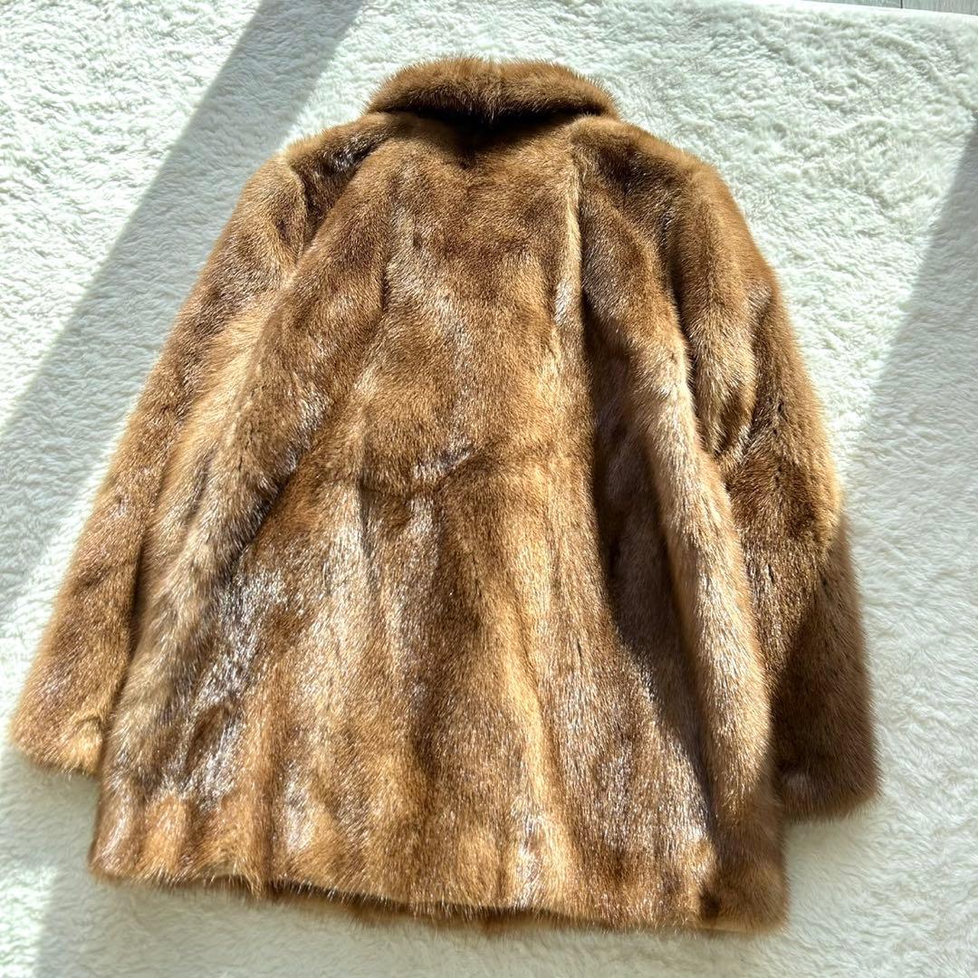【高級】毛皮 ミンク ファーコート リアルファー　大きいサイズ　13号　ブラウン