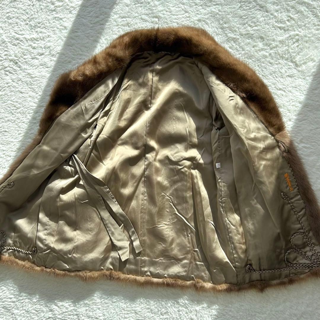 【高級】毛皮 ミンク ファーコート リアルファー　大きいサイズ　13号　ブラウン