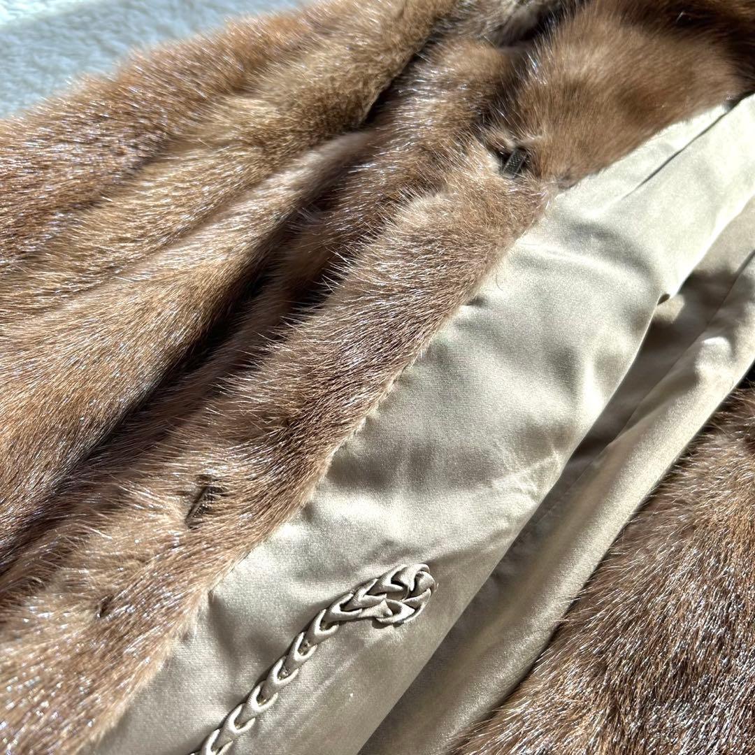 【高級】毛皮 ミンク ファーコート リアルファー　大きいサイズ　13号　ブラウン