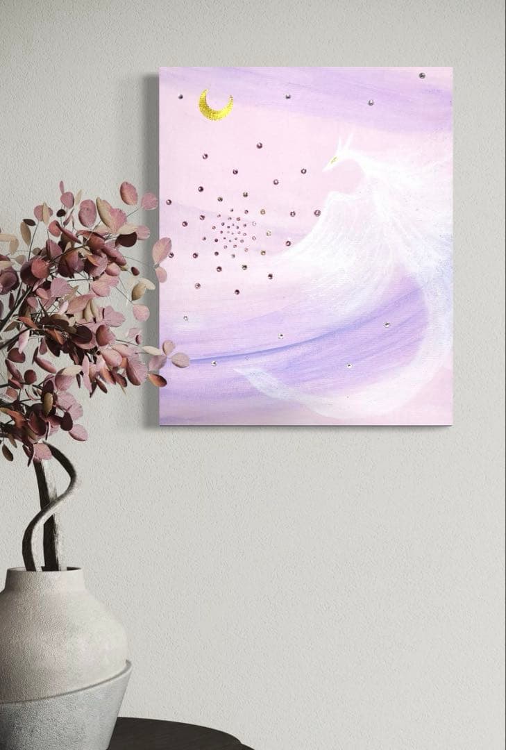 開運絵画　守護白龍神様　生命の木　赤富士