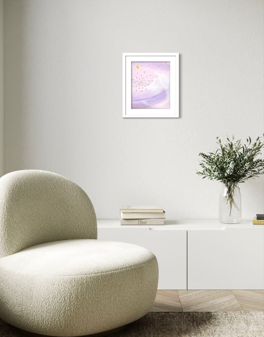 開運絵画　守護白龍神様　生命の木　赤富士