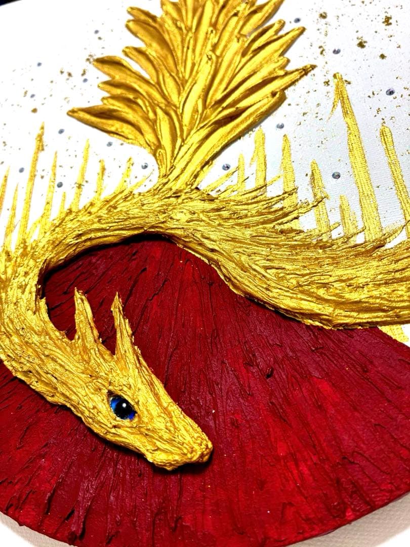 開運絵画　守護白龍神様　生命の木　赤富士