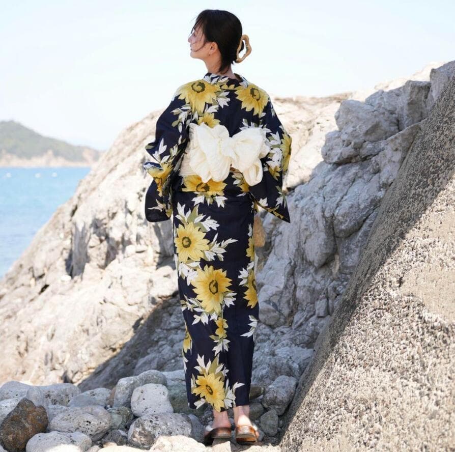 画像の帯+お任せ帯じめつき◆◆utataneブランド浴衣◆日本生地◆向日葵