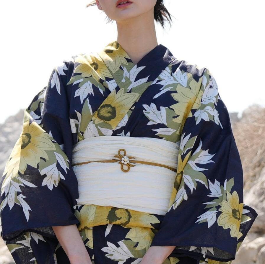 画像の帯+お任せ帯じめつき◆◆utataneブランド浴衣◆日本生地◆向日葵