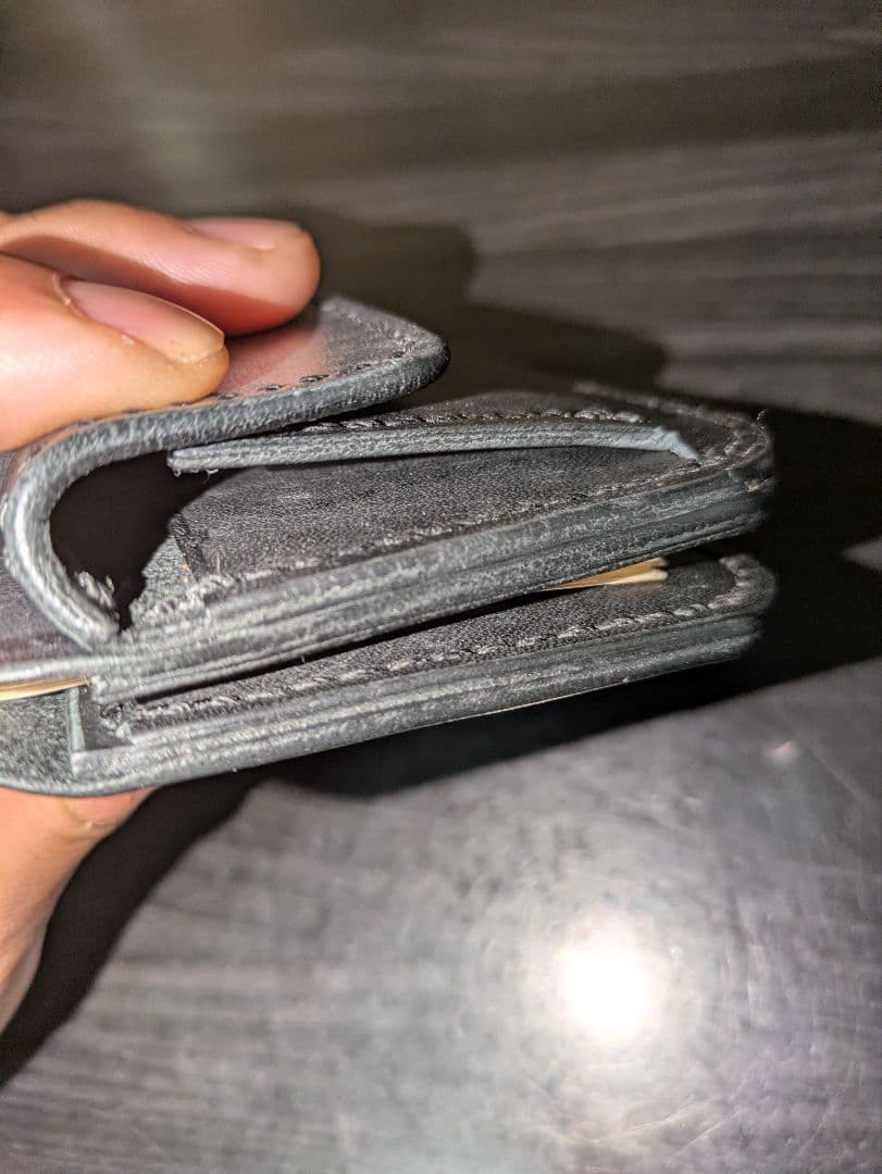 イタリアンレザー マネークリップ式 コンパクトウォレット 総手縫い ハンドメイド