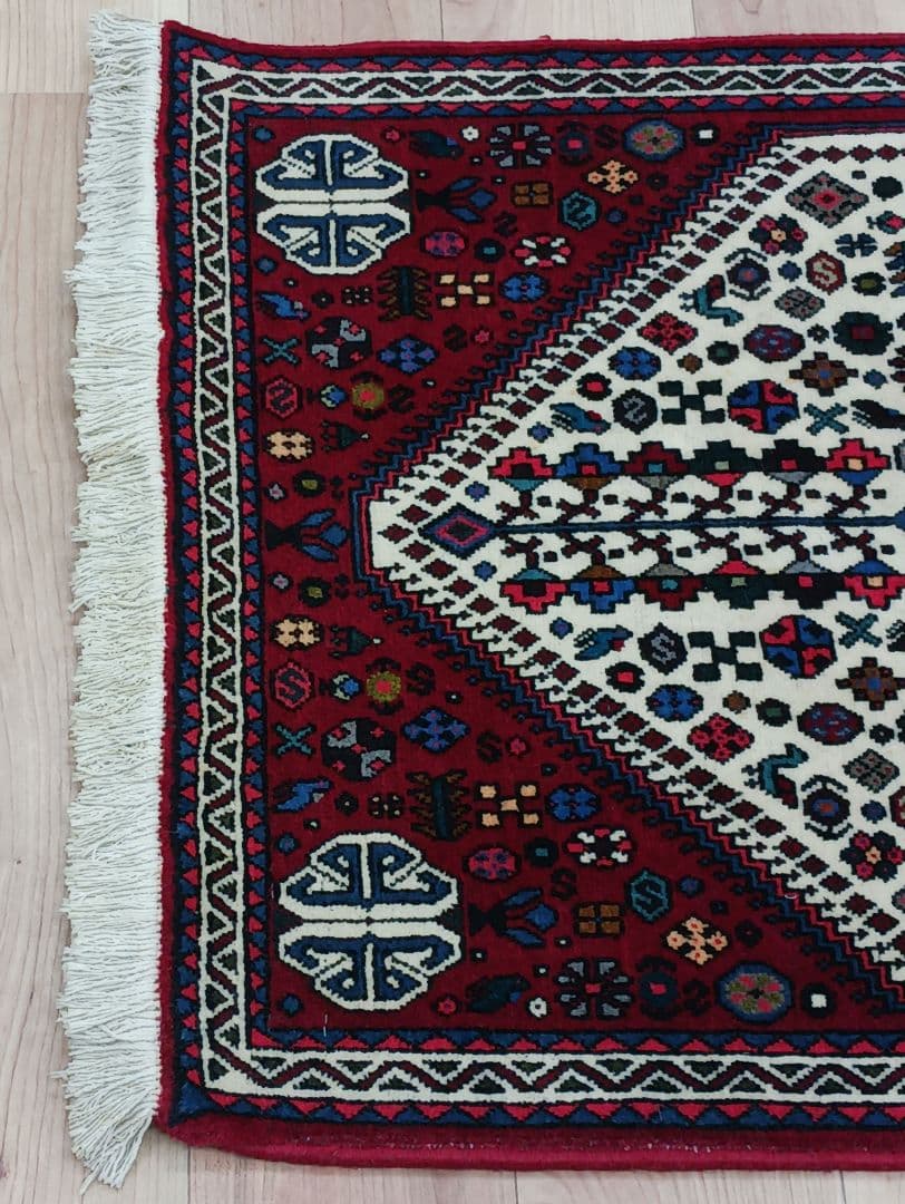 Y1726 ペルシャ絨毯 イラン ウール 手織り105×68㎝ マット