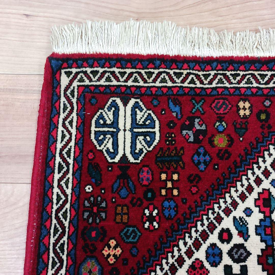 Y1726 ペルシャ絨毯 イラン ウール 手織り105×68㎝ マット