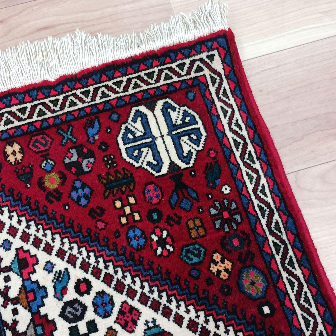 Y1726 ペルシャ絨毯 イラン ウール 手織り105×68㎝ マット