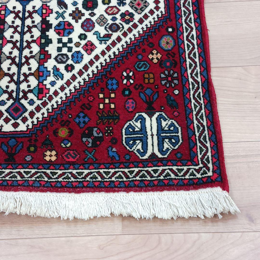 Y1726 ペルシャ絨毯 イラン ウール 手織り105×68㎝ マット