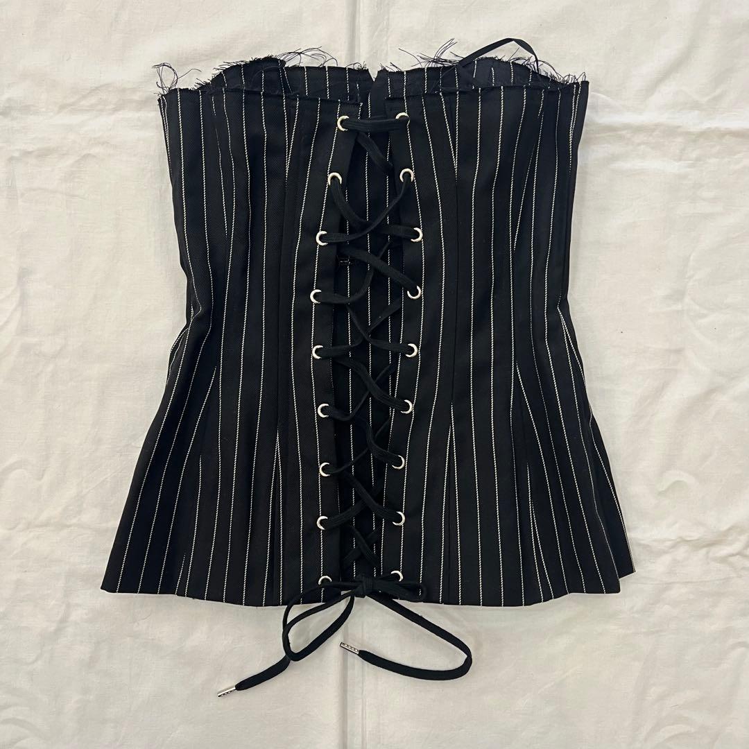 新品 JOHNLAWRENCESULLIVAN ストライプコルセットビスチェ