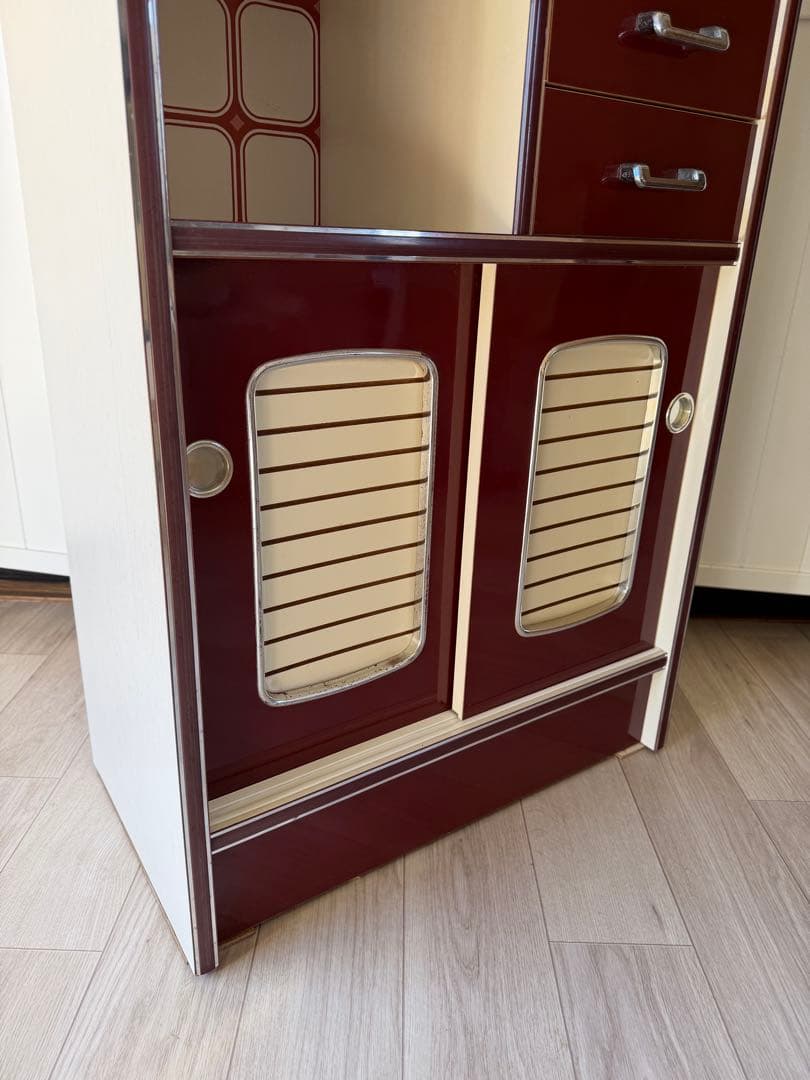 sion 昭和レトロ レトロポップ 食器棚 ガラスキャビネット 木製