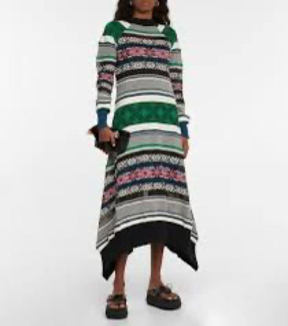 sacai 2022リゾートコレクション ジャガードニットヘムワンピース