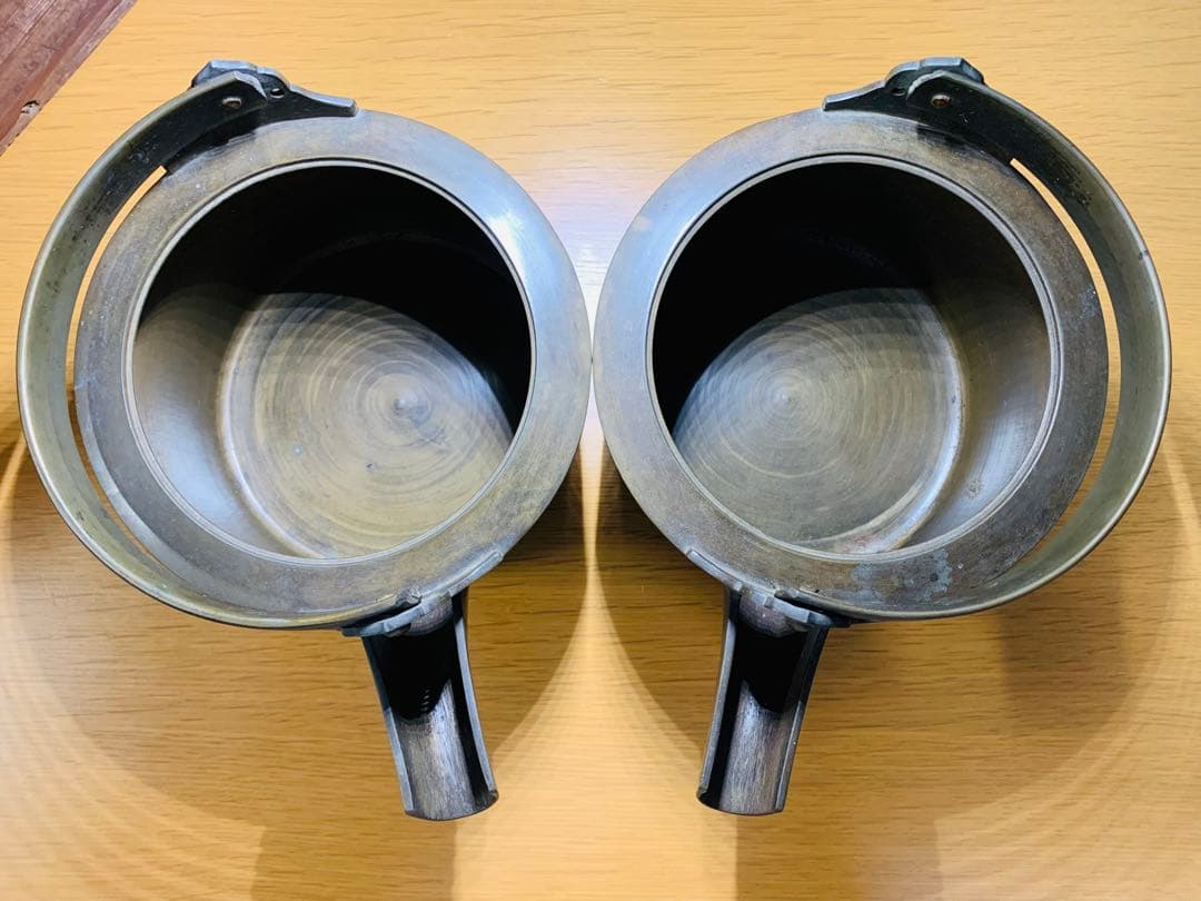 約300年以上前の青銅製 銚子 水注 酒注 江戸時代 正徳 錫 銅 やかん 二つ