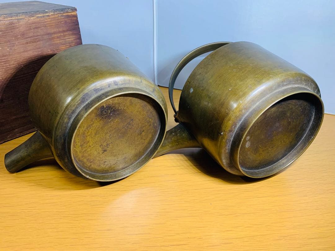 約300年以上前の青銅製 銚子 水注 酒注 江戸時代 正徳 錫 銅 やかん 二つ