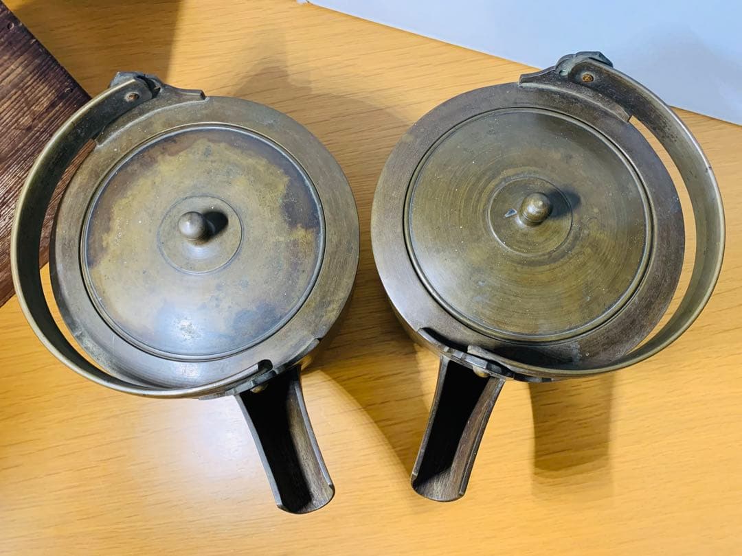 約300年以上前の青銅製 銚子 水注 酒注 江戸時代 正徳 錫 銅 やかん 二つ