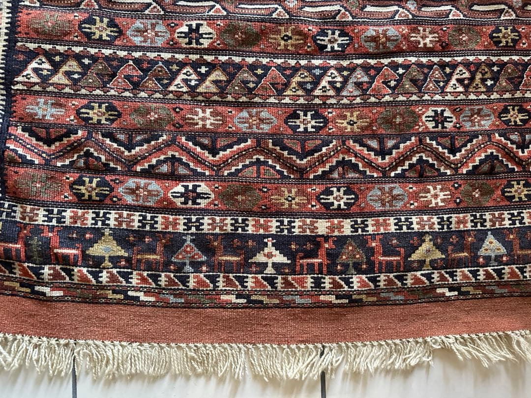 190×109 ヴィンテージラグ　手織　キリムラグ