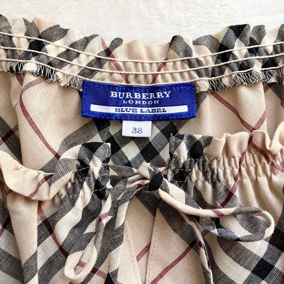 【未使用級】バーバリーブルーレーベル ノバチェック 総柄 ワンピース ベルト付
