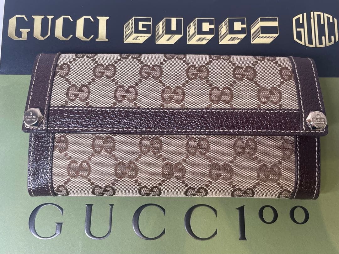 【新品未使用】グッチ 長財布 GGキャンバス ボルト スタッズ　定価56700円