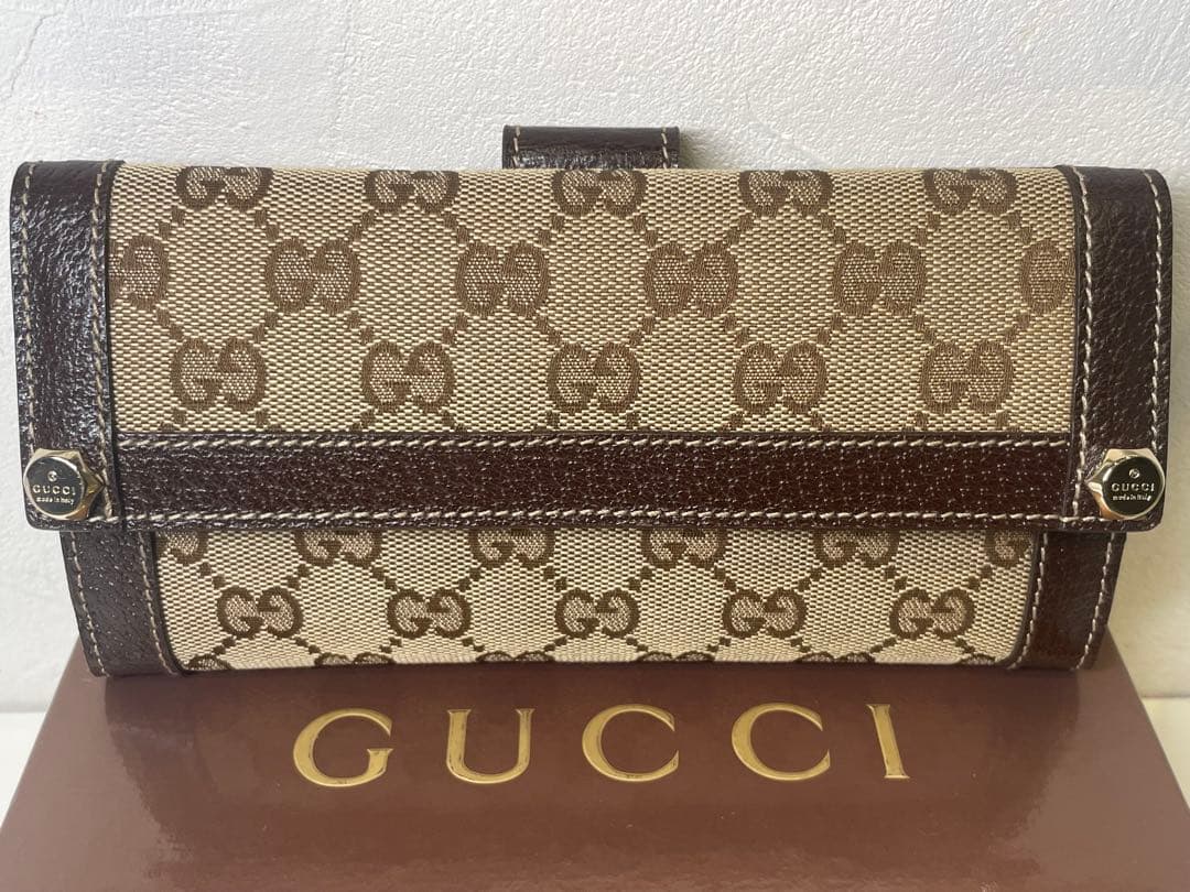 【新品未使用】グッチ 長財布 GGキャンバス ボルト スタッズ　定価56700円