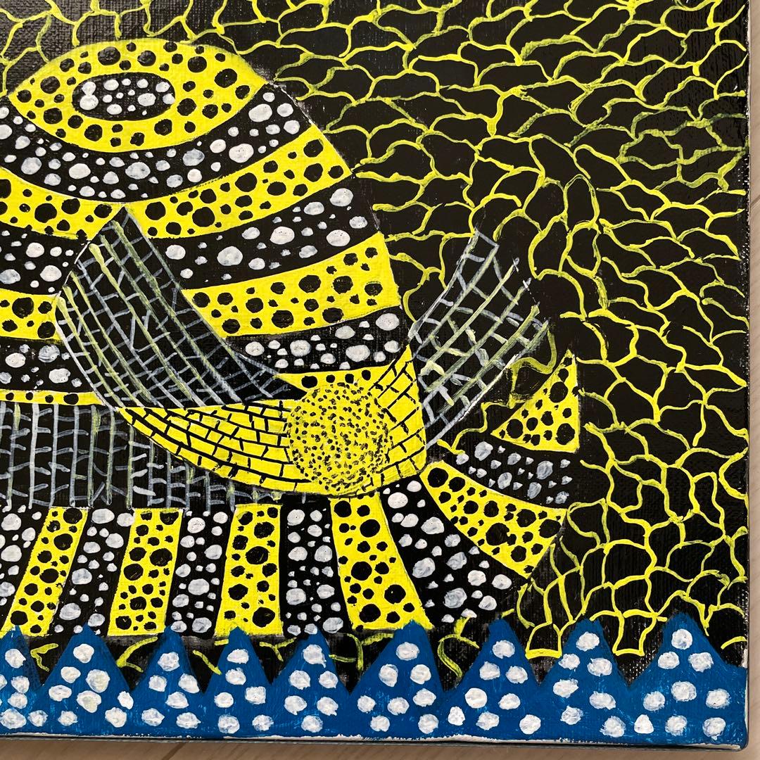 B*B様 草間彌生【帽子】肉筆/表裏サイン有り/油彩/アクリル/絵画/額縁