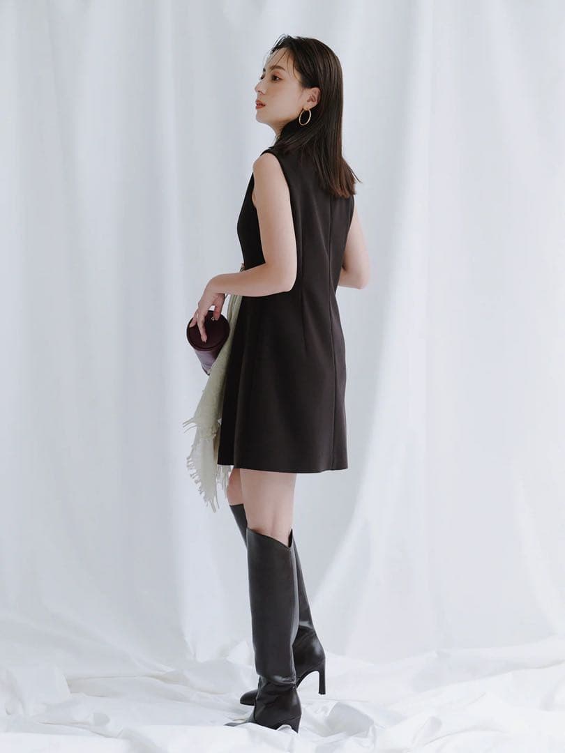 ❤️美品 正規品❤️anuansカットジョーゼットミニワンピースブラウンM