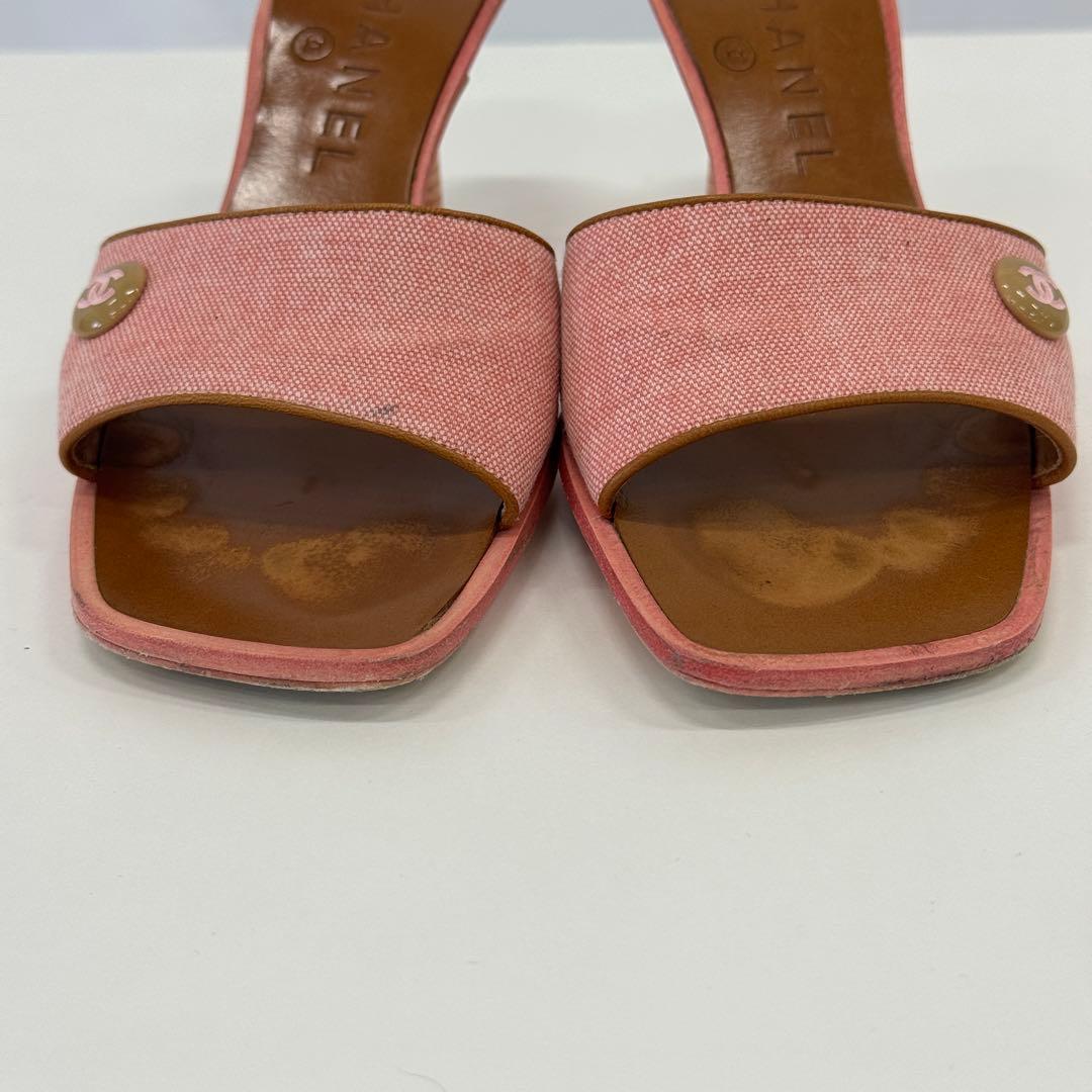 CHANEL ピンク キャンバス ミュール