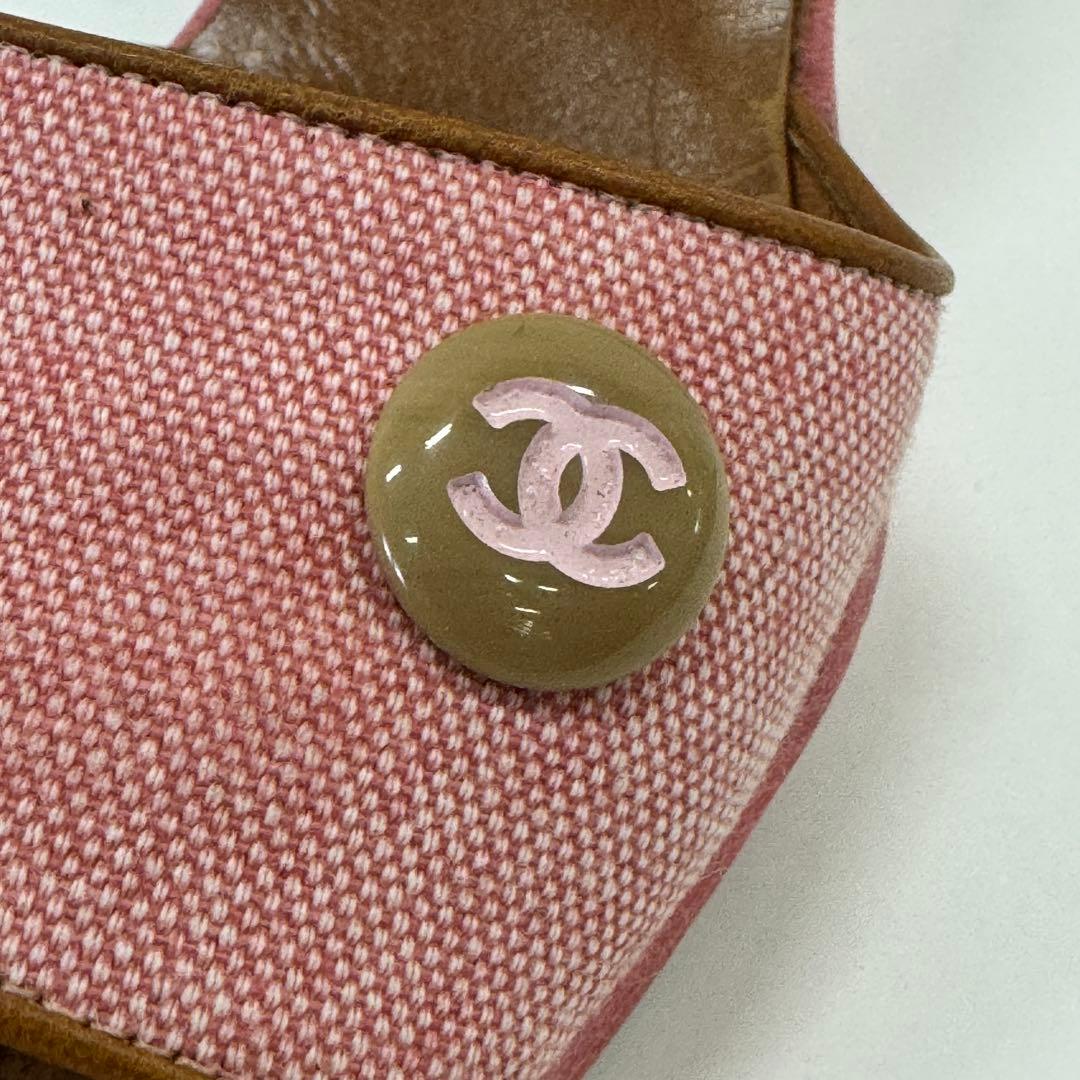 CHANEL ピンク キャンバス ミュール