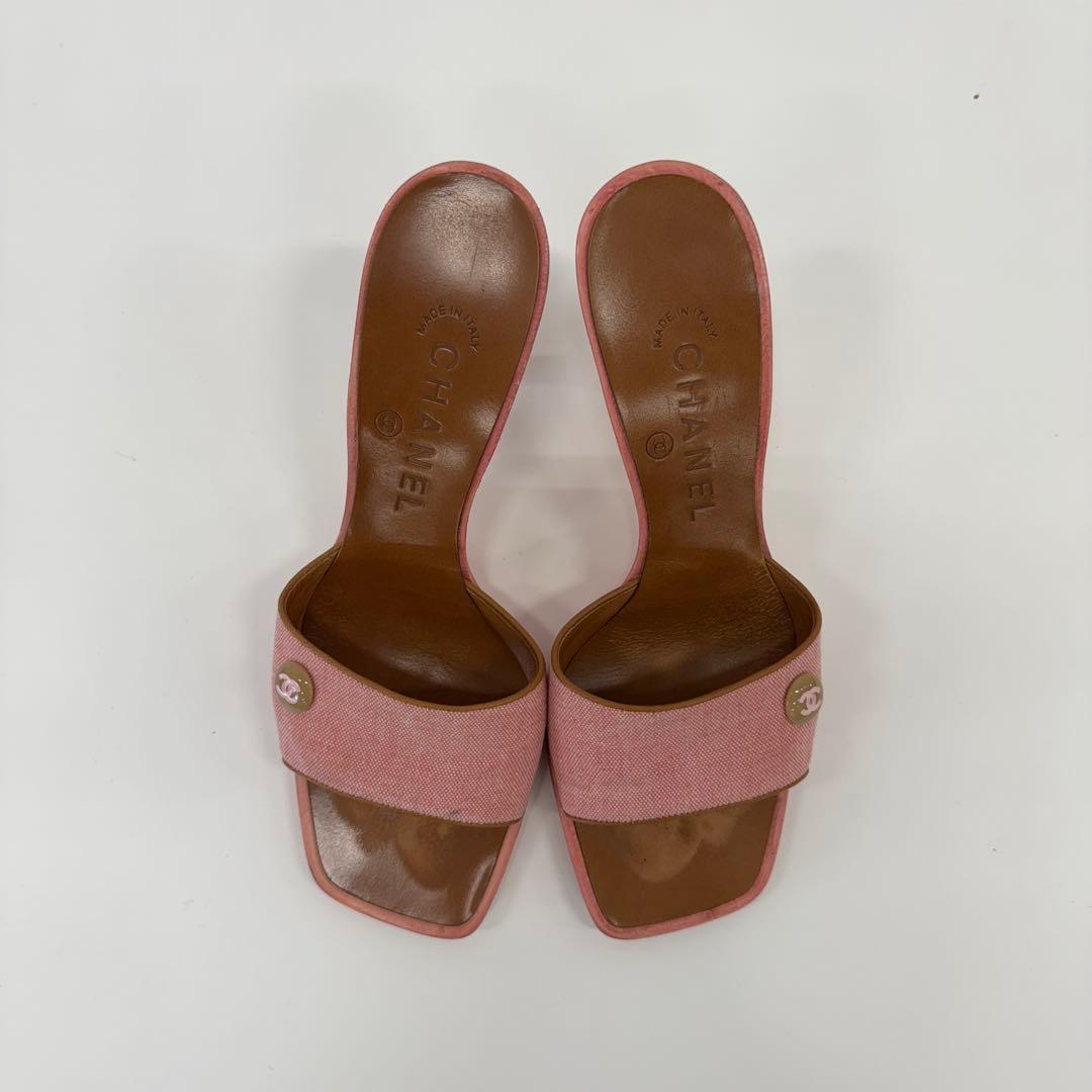 CHANEL ピンク キャンバス ミュール