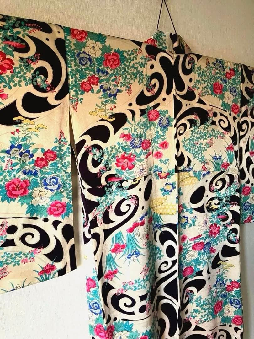 週末セール！【美品・超レア！超希少アンティーク】琳派、大正ロマン大胆柄☆着物