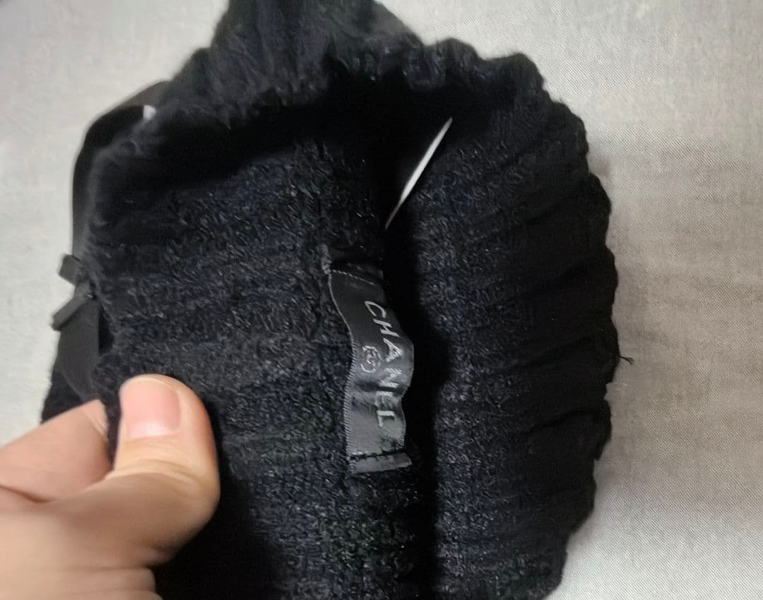 CHANEL 黒 ニット帽 リブ編み 美品