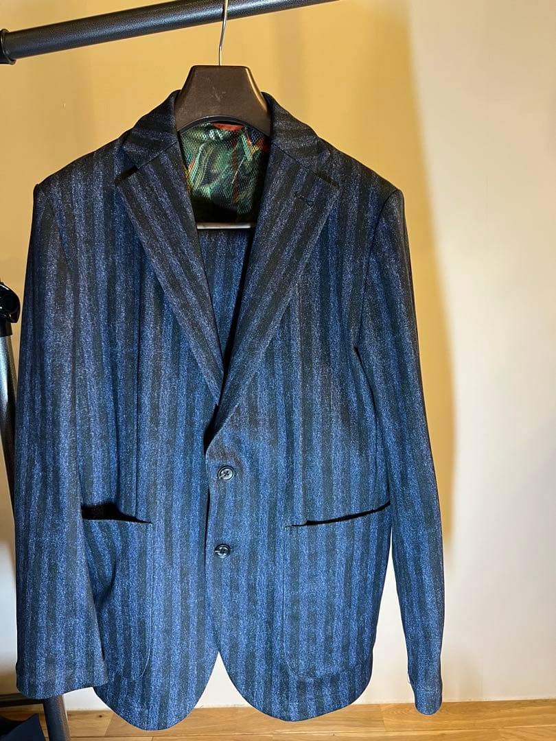 極美品G-stageデニム調LEON掲載セットアップ スーツストライプ 50XL