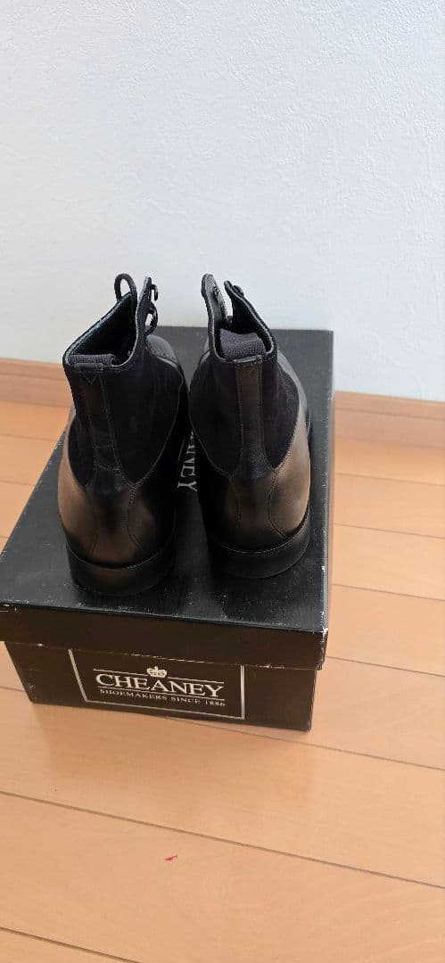 CHEANEY レザーxスエード　コンビ　ブーツ 黒　サイズ7　25.5相当