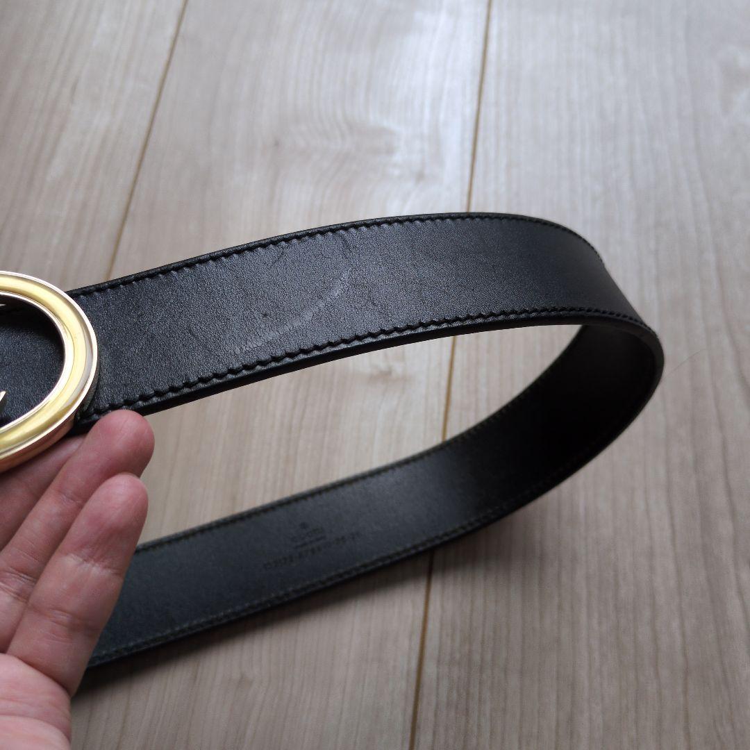 GUCCI ブラックレザー ベルト 132172-479610-75330