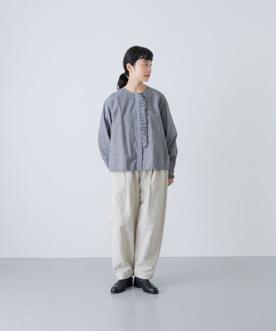 【新品・タグ付き】かぐれ　コットンシルクフリルブラウス　チェック