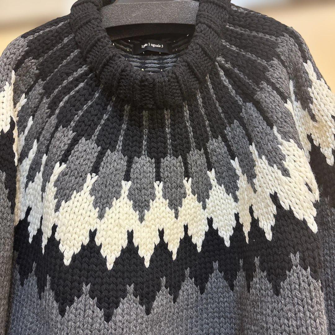 【未使用】1piu1uguale3ノルディックセーターBK