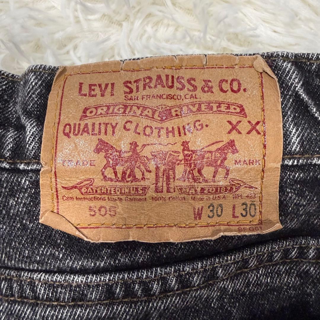 USA製✨リーバイス 505 先染めブラック 赤文字 ハチナナ ナイロンフット